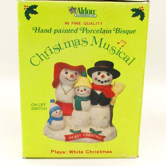Vtg Snowman Wind Up Musical Figurine Porcelain Plays White Christmas New - Picture 4 of 8